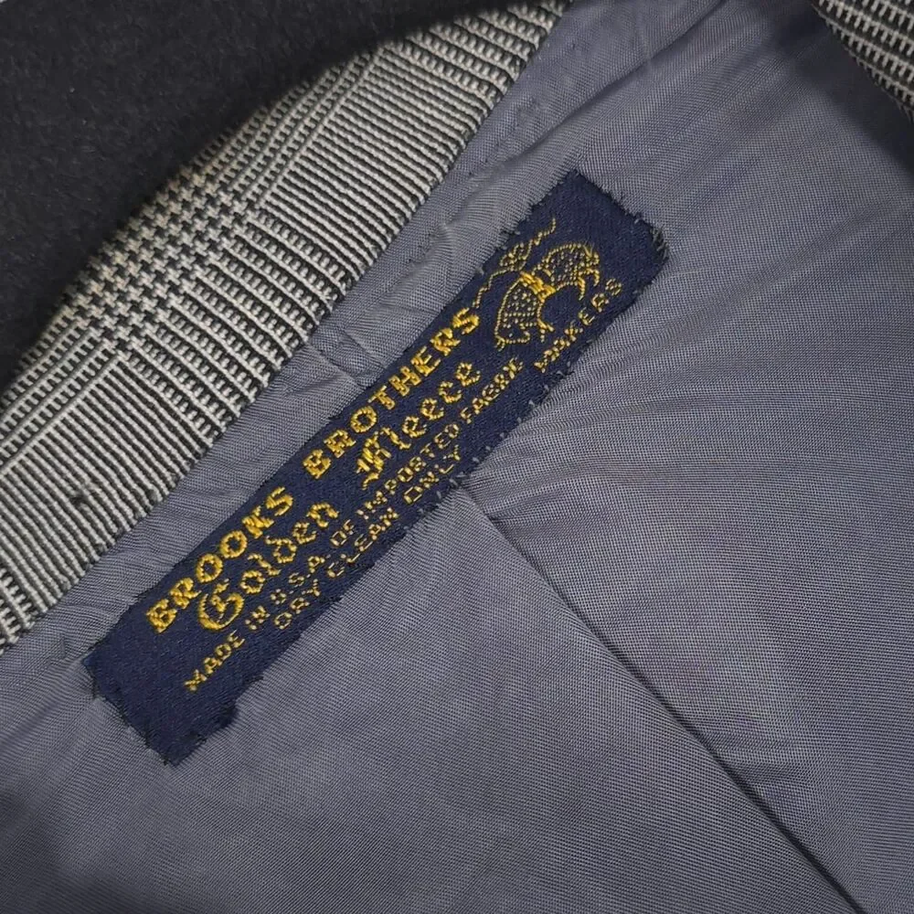 BROOKS BROTHERS Golden Fleece 3pc Suit 43SH Jacket Vest Pants 34x25 Wool USA VTG